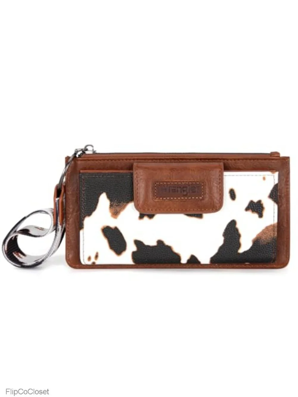 Wrangler Cow Print Wristlet Wallet RFID Card Case Coin Purse